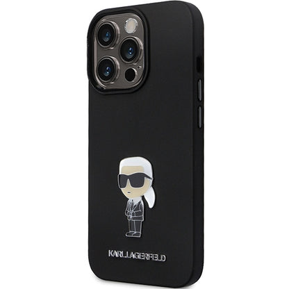Cover til Apple iPhone 14 Pro Max, Karl Lagerfeld, Silicone Ikonik Karl Metal, Sort