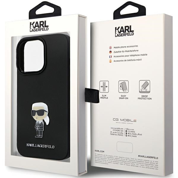 Cover til Apple iPhone 14 Pro Max, Karl Lagerfeld, Silicone Ikonik Karl Metal, Sort