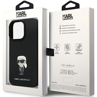Cover til Apple iPhone 14 Pro Max, Karl Lagerfeld, Silicone Ikonik Karl Metal, Sort