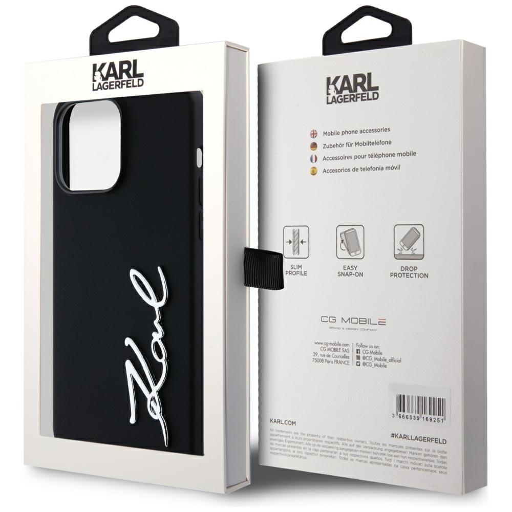 Case for Apple iPhone 14 Pro Max, Karl Lagerfeld, Silicone Script, Black