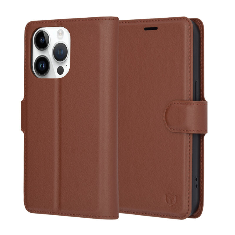 Cover til Apple iPhone 14 Pro, Techsuit, Leather Folio, Brun