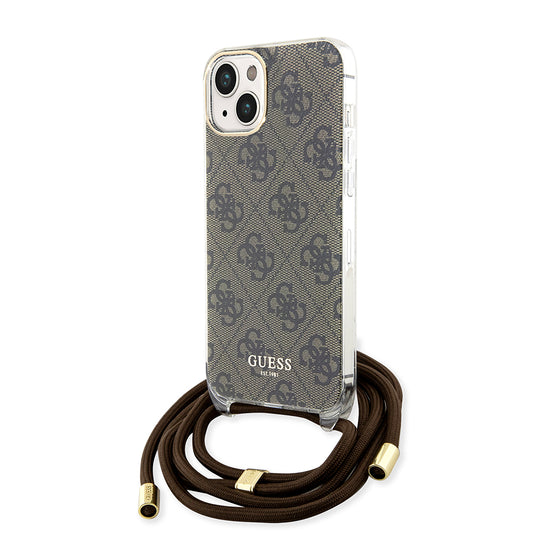 Etui til Apple iPhone 15, Guess, 4G IML Printed Crossbody, Brun