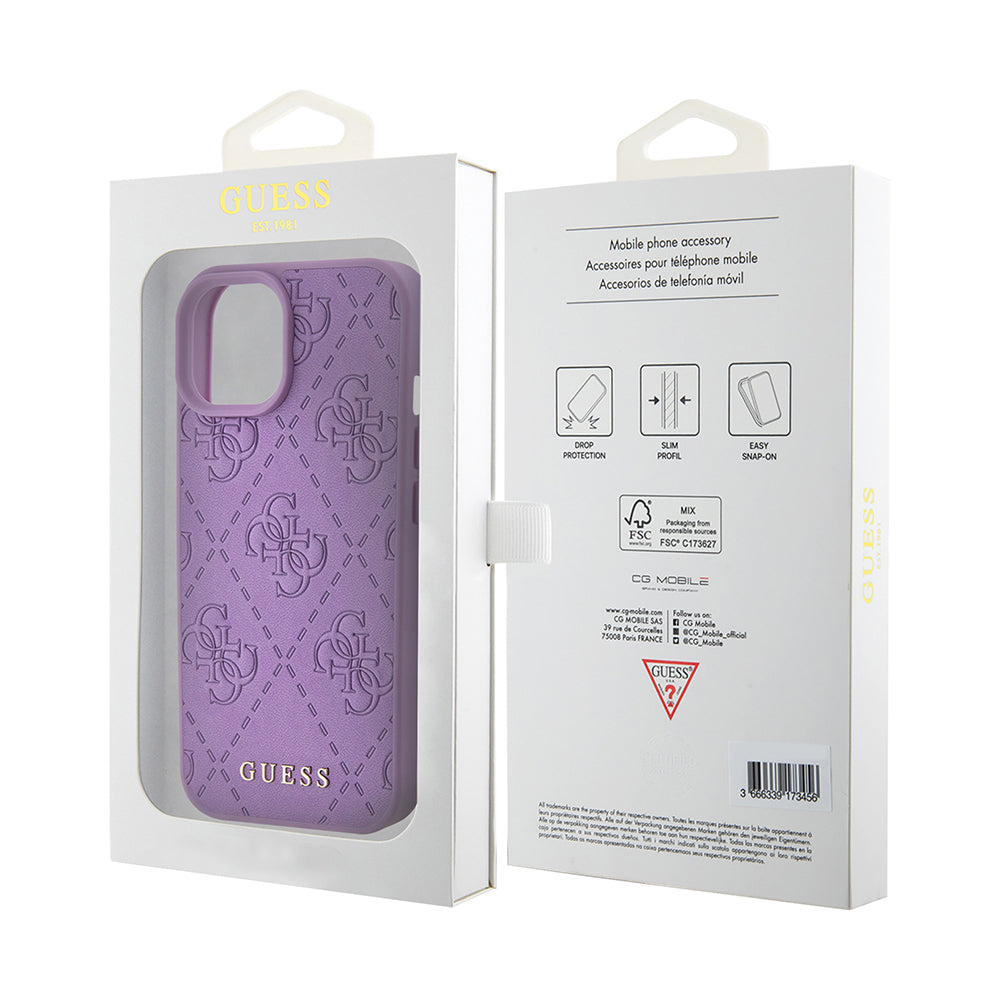 Etui til Apple iPhone 15, Guess, 4G Stamped, Lys Lilla