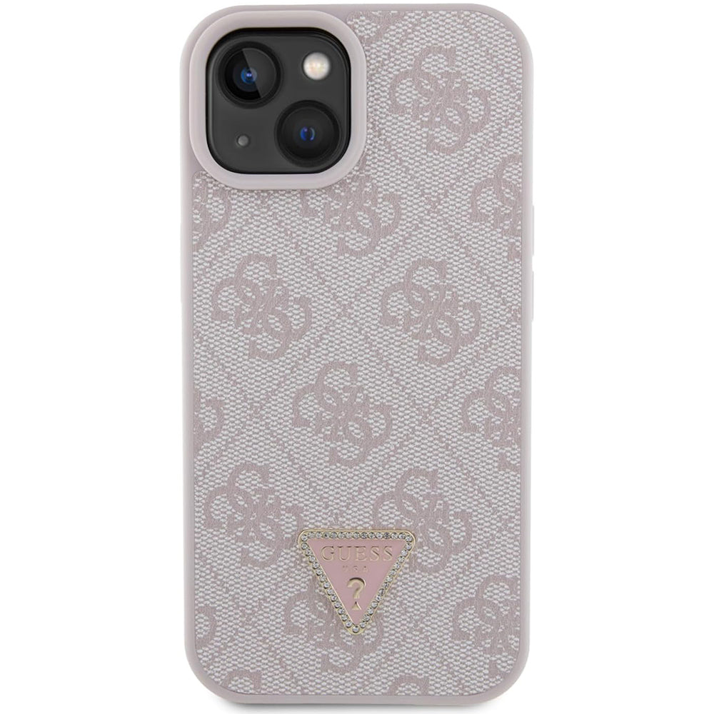 Etui til Apple iPhone 15, Guess, 4G Triangle Strass, Pink