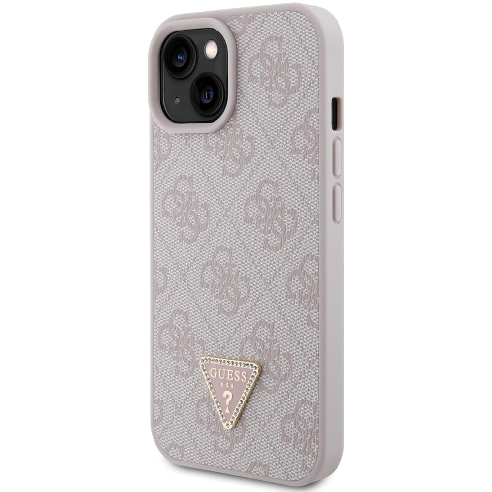 Etui til Apple iPhone 15, Guess, 4G Triangle Strass, Pink