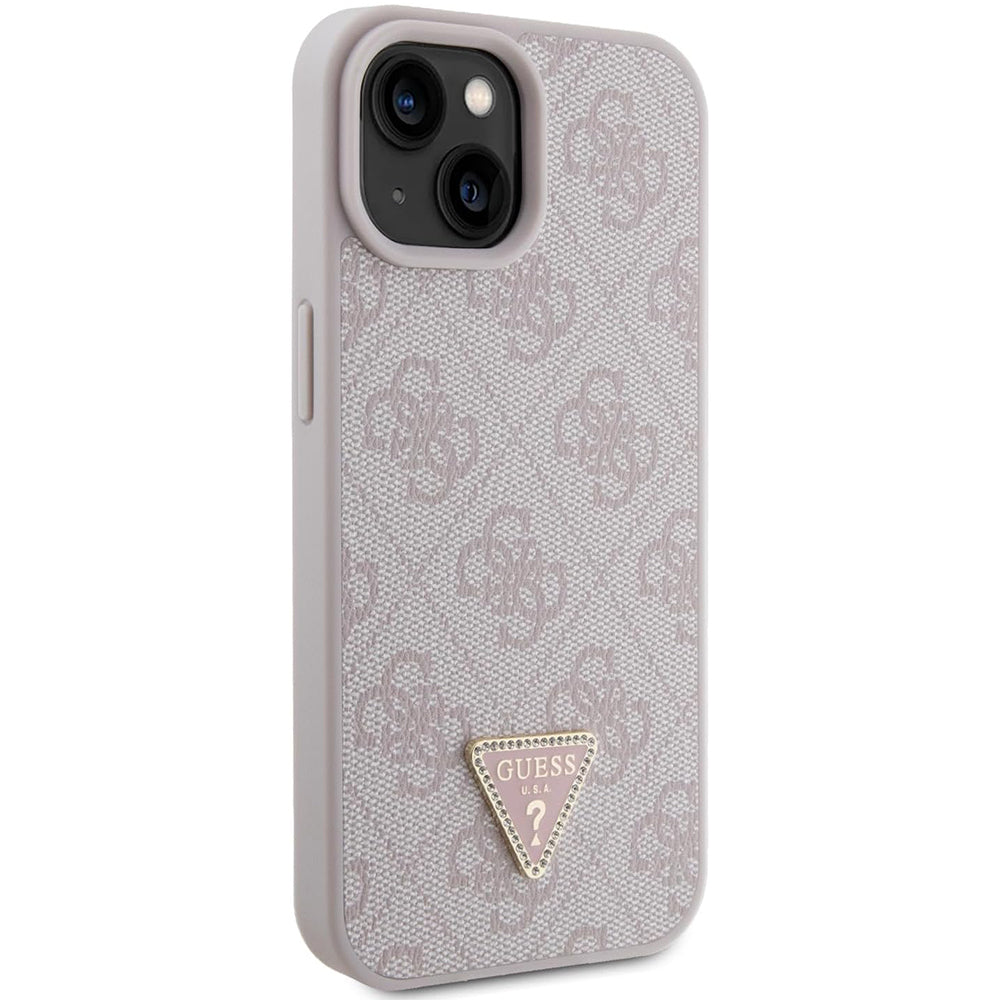 Etui til Apple iPhone 15, Guess, 4G Triangle Strass, Pink