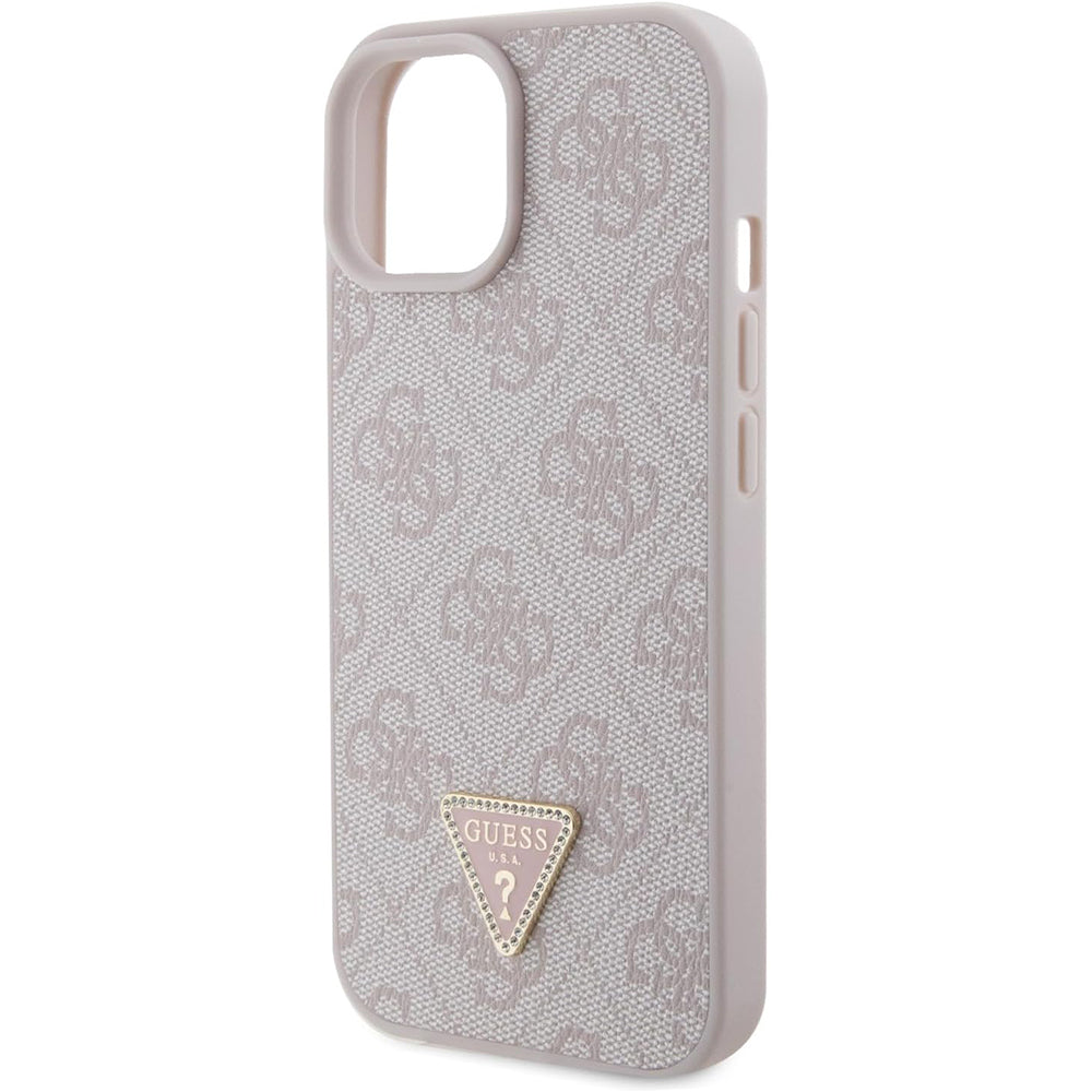Etui til Apple iPhone 15, Guess, 4G Triangle Strass, Pink