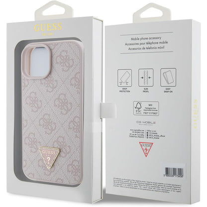 Etui til Apple iPhone 15, Guess, 4G Triangle Strass, Pink