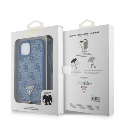 Etui til Apple iPhone 15, Guess, Crossbody 4G Metal Logo, Blå
