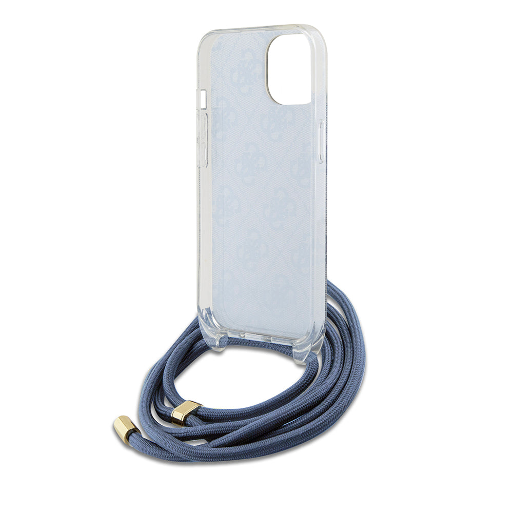 Etui til Apple iPhone 15, Guess, Crossbody Cord 4G Print, Blå