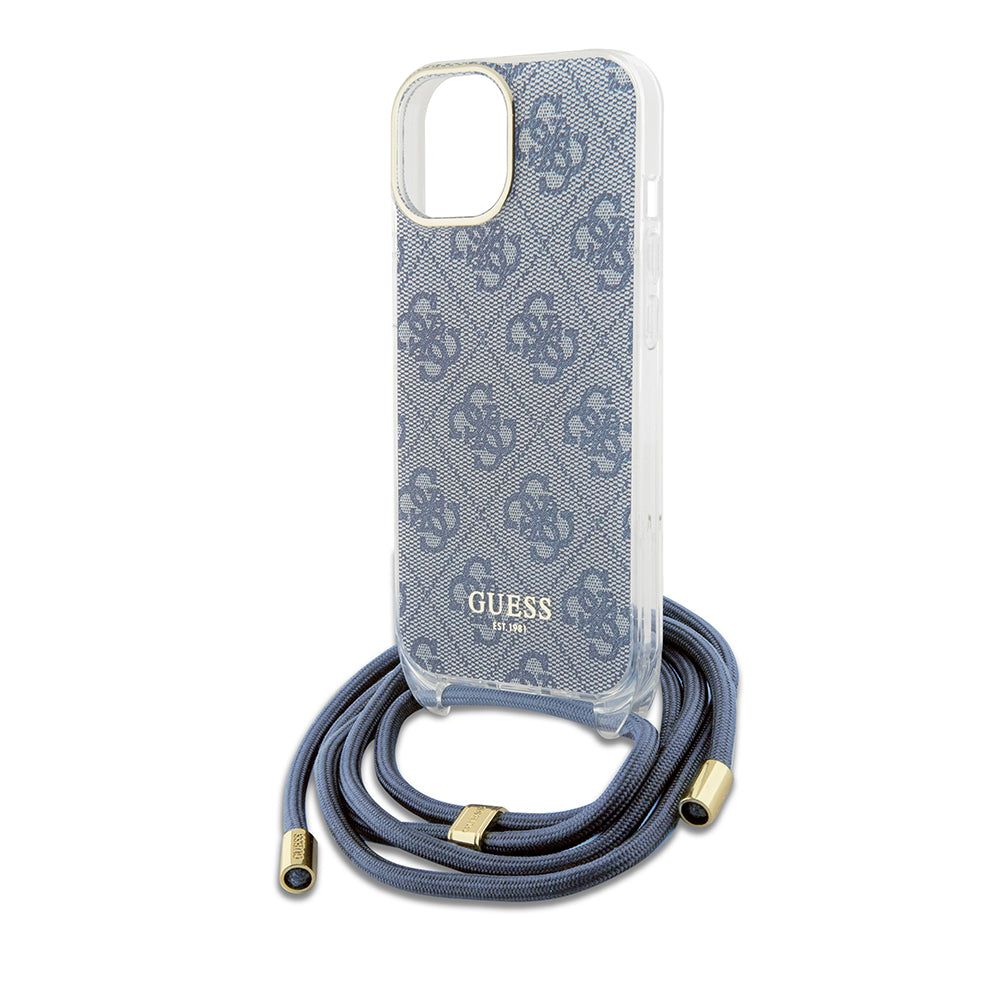 Etui til Apple iPhone 15, Guess, Crossbody Cord 4G Print, Blå