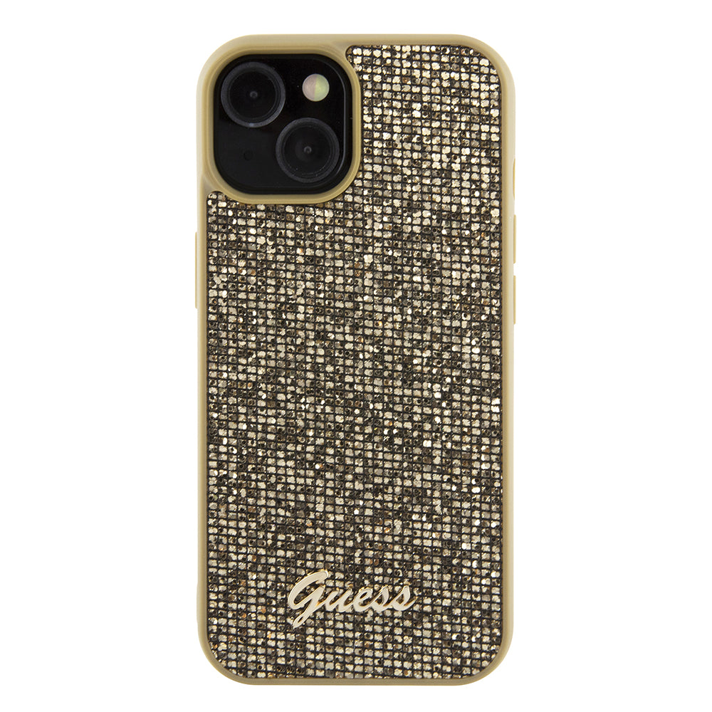 Etui til Apple iPhone 15, Guess, Disco Metal Script, Guld