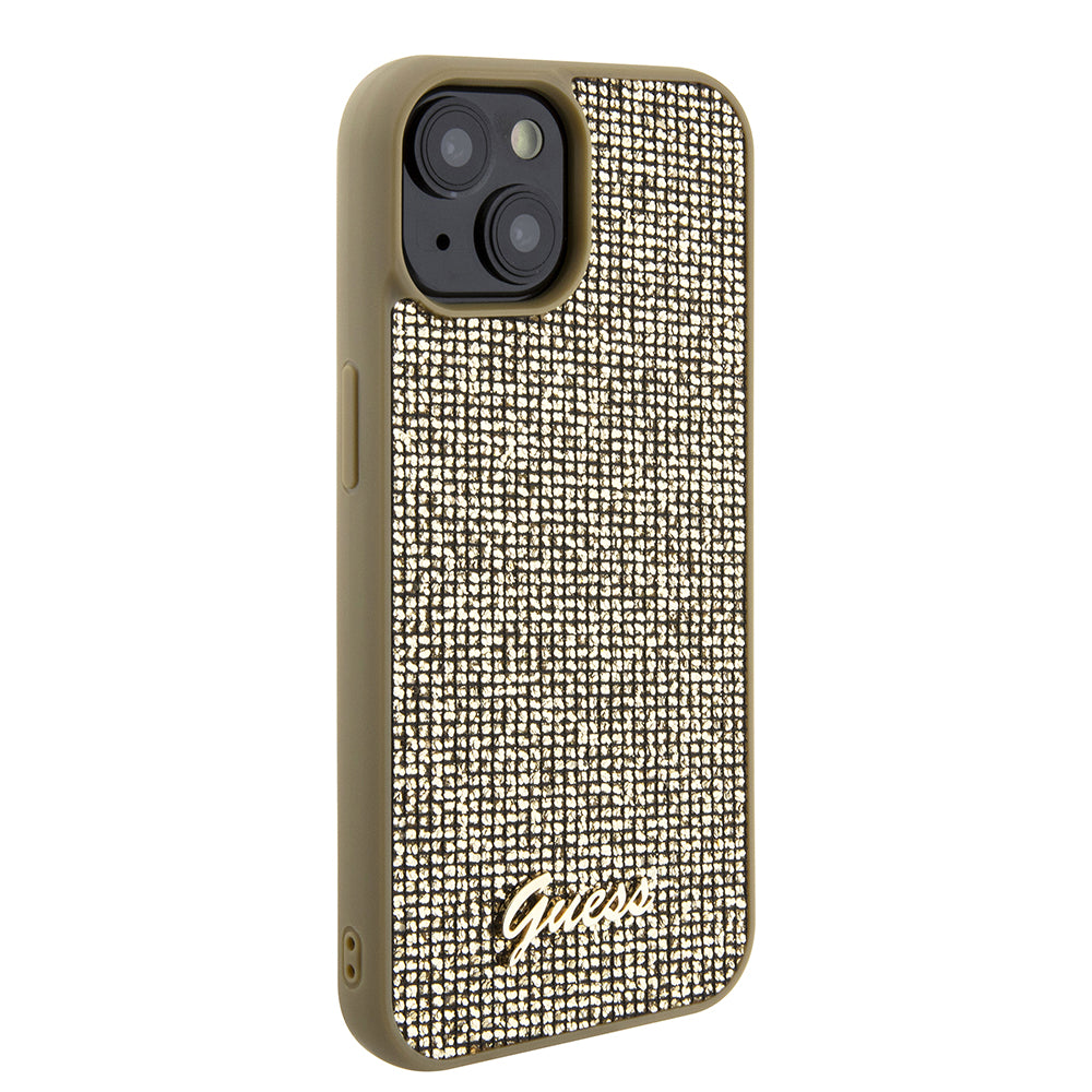 Etui til Apple iPhone 15, Guess, Disco Metal Script, Guld