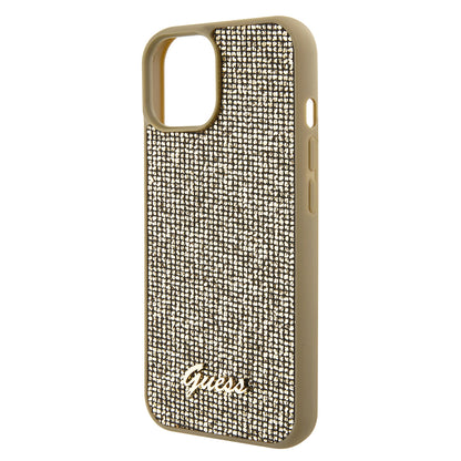 Etui til Apple iPhone 15, Guess, Disco Metal Script, Guld
