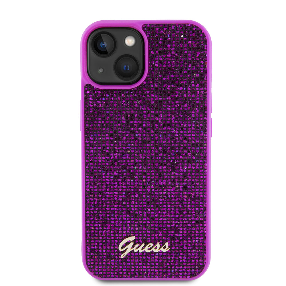 Etui til Apple iPhone 15, Guess, Disco Metal Script, Fuchsia