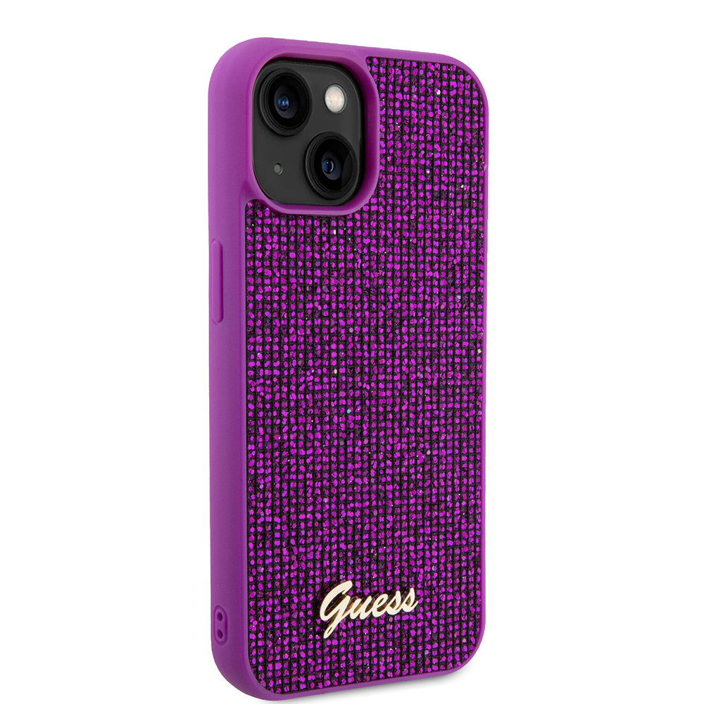 Etui til Apple iPhone 15, Guess, Disco Metal Script, Fuchsia