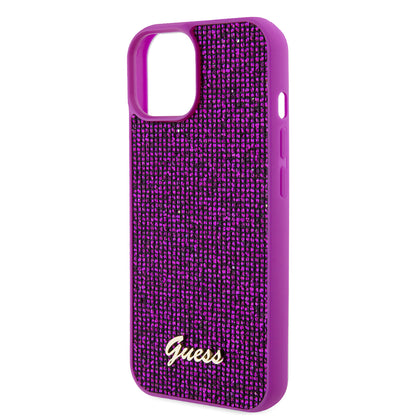 Etui til Apple iPhone 15, Guess, Disco Metal Script, Fuchsia