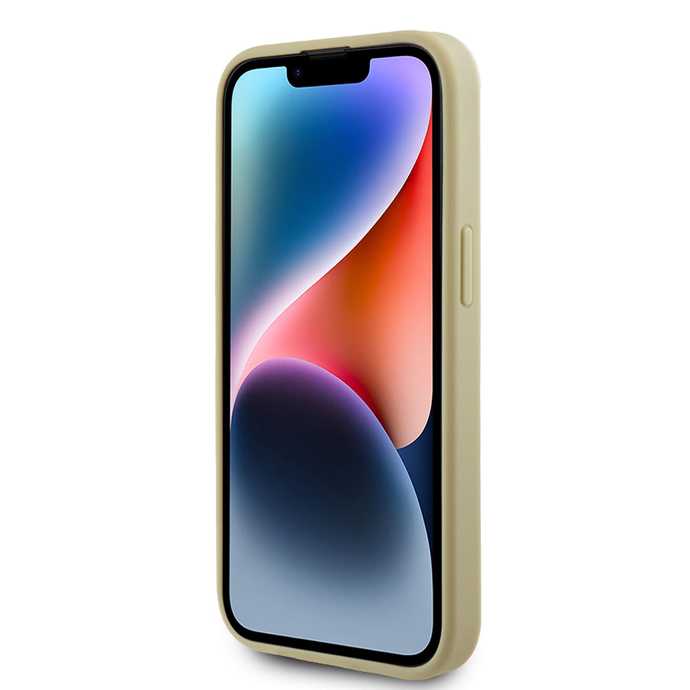 Etui til Apple iPhone 15, Guess, Glitter Big 4G Script, Guld