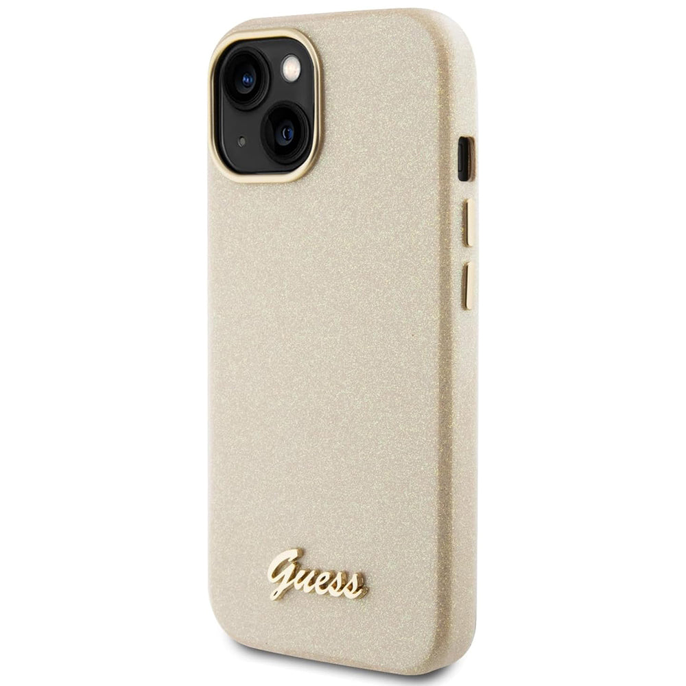 Etui til Apple iPhone 15, Guess, Glitter Glossy Script, Beige