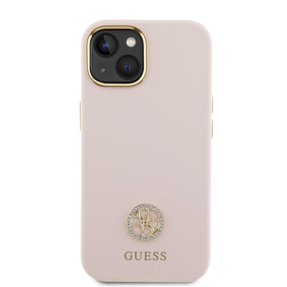 Etui til Apple iPhone 15, Guess, Logo Strass 4G, Lys Rosa