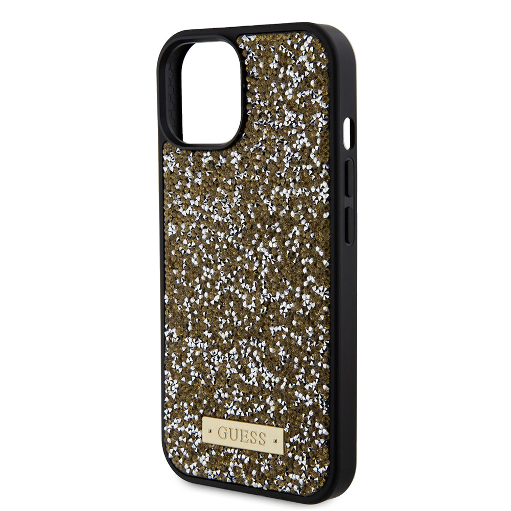 Etui til Apple iPhone 15, Guess, Rhinestone Metal Logo, Gul