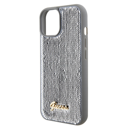 Etui til Apple iPhone 15, Guess, Sequin Script Metal, Sølvfarvet