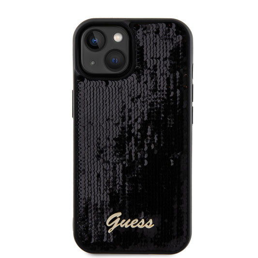 Etui til Apple iPhone 15, Guess, Sequin Script Metal, Sort