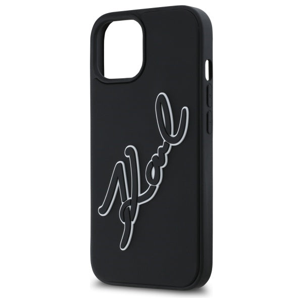 Etui til Apple iPhone 15, Karl Lagerfeld, 3D Rubber Signature, Sort