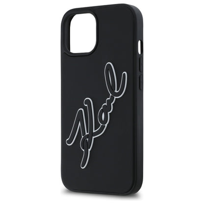 Etui til Apple iPhone 15, Karl Lagerfeld, 3D Rubber Signature, Sort
