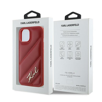 Etui til Apple iPhone 15, Karl Lagerfeld, Diagonal Quilted Script, Rosie