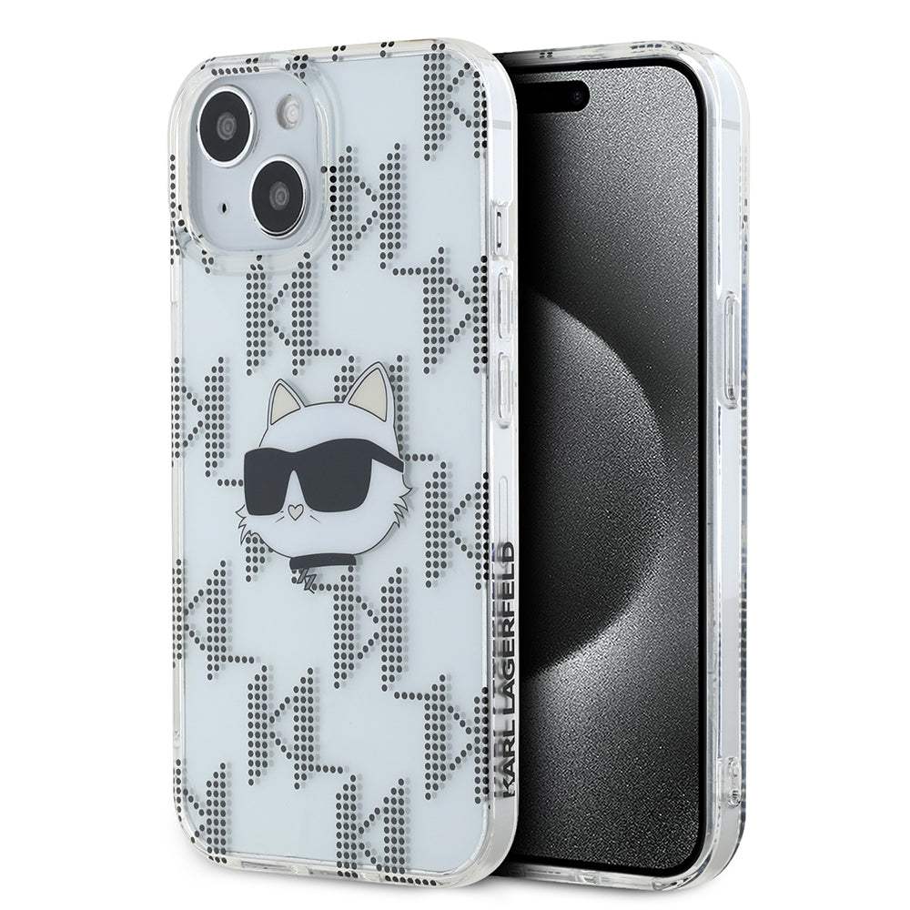 Cover til Apple iPhone 15, Karl Lagerfeld, IML Electroplated Choupette Head, Transparent