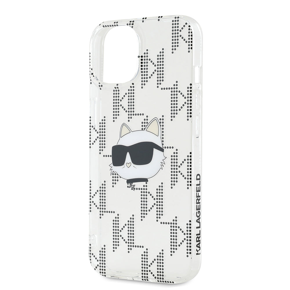 Cover til Apple iPhone 15, Karl Lagerfeld, IML Electroplated Choupette Head, Transparent