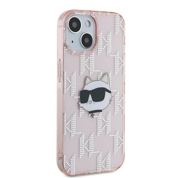 Etui til Apple iPhone 15, Karl Lagerfeld, IML Luxury Monogram Choupette's Head, Pink