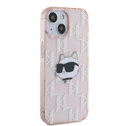 Etui til Apple iPhone 15, Karl Lagerfeld, IML Luxury Monogram Choupette's Head, Pink