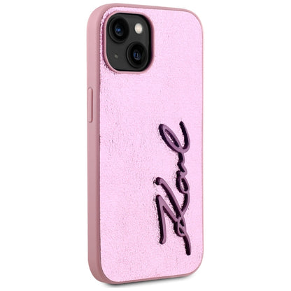 Etui til Apple iPhone 15, Karl Lagerfeld, Metal Signature, Pink