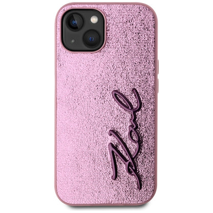 Etui til Apple iPhone 15, Karl Lagerfeld, Metal Signature, Pink