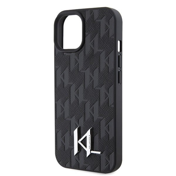 Etui til Apple iPhone 15, Karl Lagerfeld, Monogram Hot Stamp Metal Logo, Sort