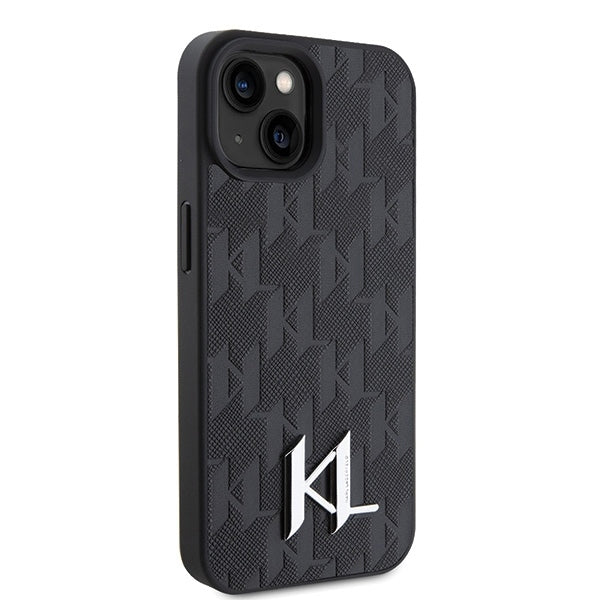 Etui til Apple iPhone 15, Karl Lagerfeld, Monogram Hot Stamp Metal Logo, Sort