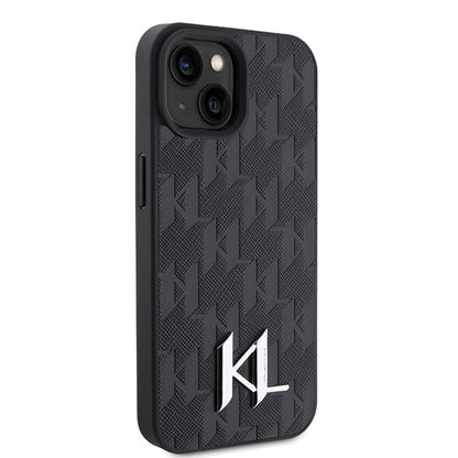 Etui til Apple iPhone 15, Karl Lagerfeld, Monogram Hot Stamp Metal Logo, Sort