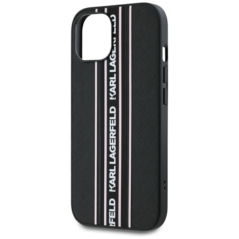 Etui til Apple iPhone 15, Karl Lagerfeld, Saffiano Athleisure Stripes med Strop, Pink