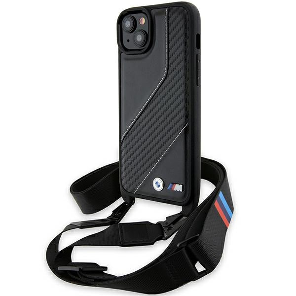 Cover til Apple iPhone 15 Plus, BMW, M Edition Carbon Stripe & Strap, Sort