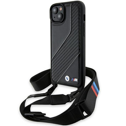 Cover til Apple iPhone 15 Plus, BMW, M Edition Carbon Stripe & Strap, Sort