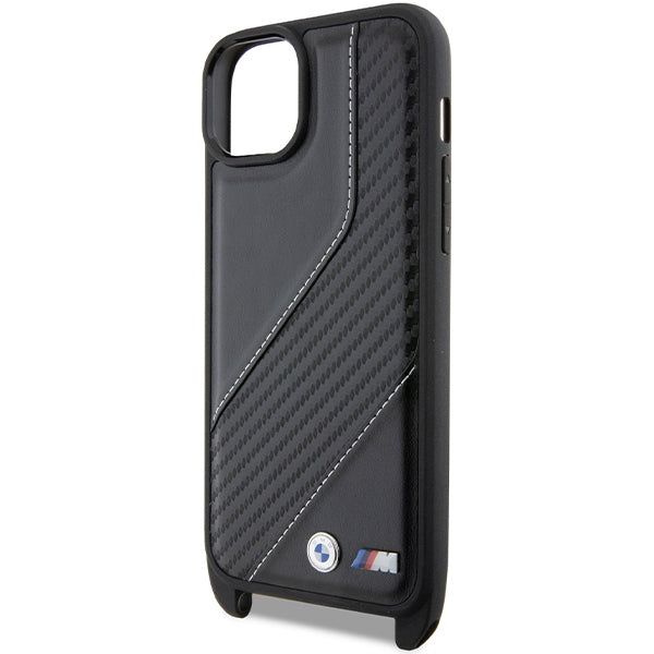 Cover til Apple iPhone 15 Plus, BMW, M Edition Carbon Stripe & Strap, Sort