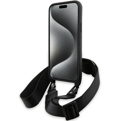 Cover til Apple iPhone 15 Plus, BMW, M Edition Carbon Stripe & Strap, Sort
