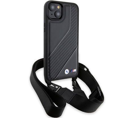 Cover til Apple iPhone 15 Plus, BMW, M Edition Carbon Stripe & Strap, Sort