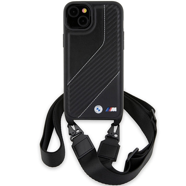 Cover til Apple iPhone 15 Plus, BMW, M Edition Carbon Stripe & Strap, Sort