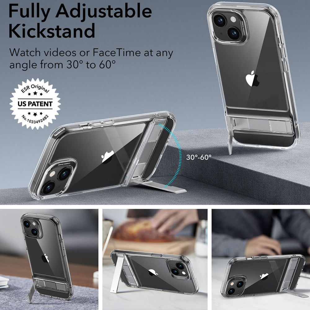 Etui til Apple iPhone 15 Plus, ESR, Air Shield Boost Kickstand, Gennemsigtig