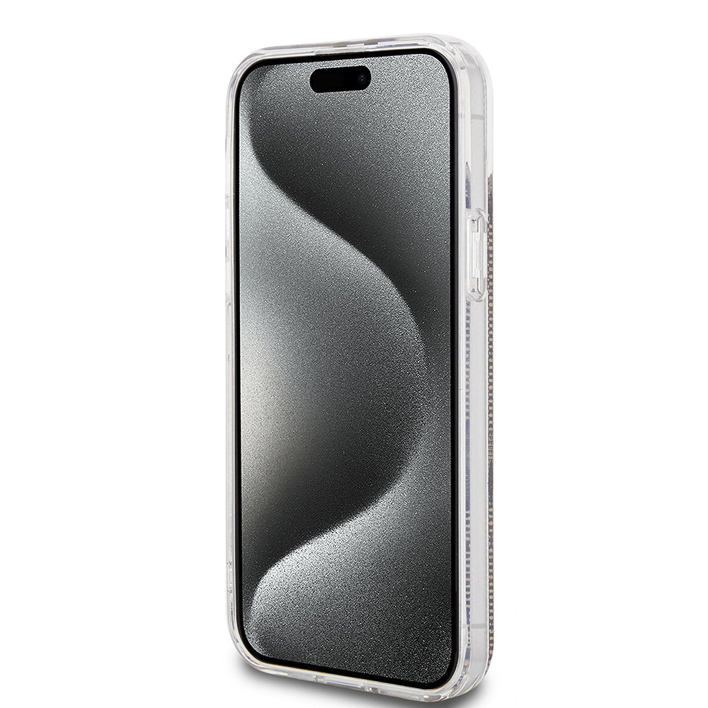 Etui til Apple iPhone 15 Plus, Guess, IML 4G Gold Stripe, Brun