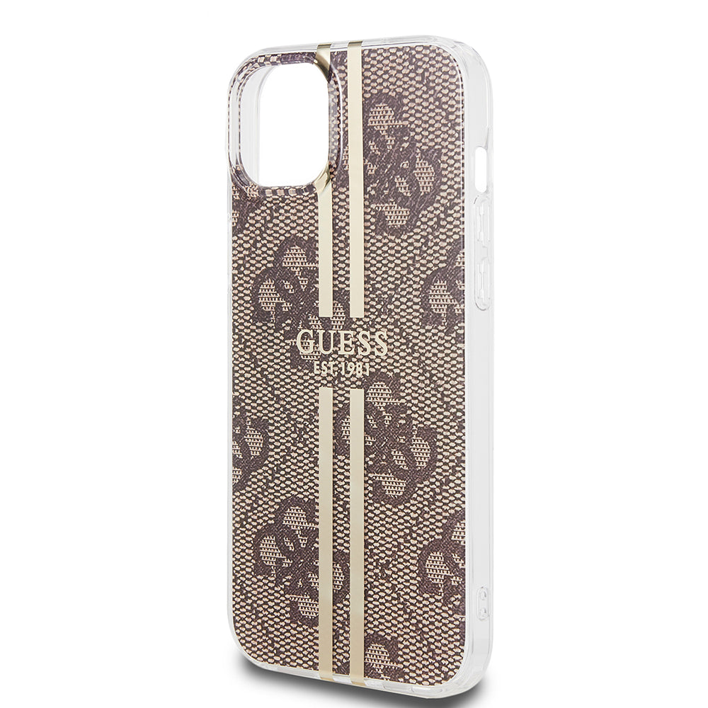 Etui til Apple iPhone 15 Plus, Guess, IML 4G Gold Stripe, Brun
