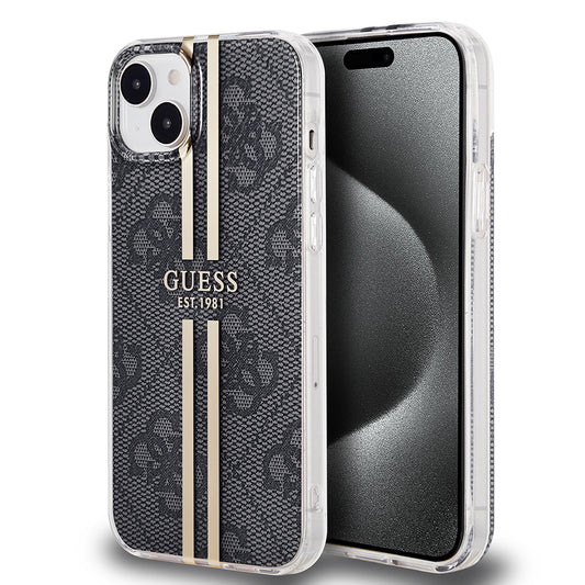 Etui til Apple iPhone 15 Plus, Guess, IML 4G Gold Stripe, Sort
